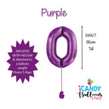 Giant INFLATED Purple Number Zero 0 Foil 86cm Balloon #213840