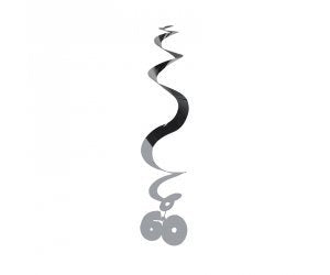 60th Birthday Hanging Swirl Silver 5pk