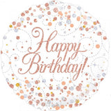 Sparkling Fizz Rose Gold Happy Birthday Foil 45cm Balloon INFLATED #227062