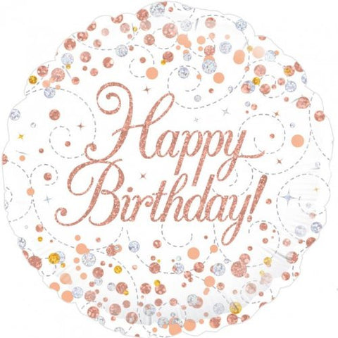 Sparkling Fizz Rose Gold Happy Birthday Foil 45cm Balloon INFLATED #227062