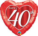 Anniversary Foil 40th Red Heart 45cm Balloon #49115