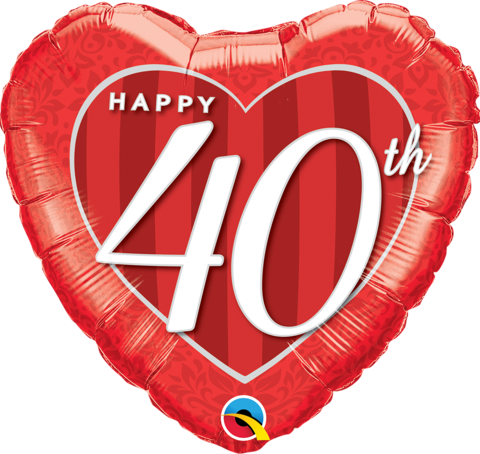 Anniversary Foil 40th Red Heart 45cm Balloon #49115