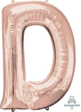 Giant Letter Balloon D Rose Gold 86cm #36567