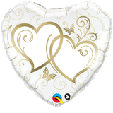 Entwined Hearts Gold Foil 45cm Balloon INFLATED #15668