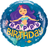 Mermaid Happy Birthday Foil 45cm Balloon #57799