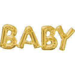 BABY Foil Joined Word Gold Balloon AIR FILLED #33763