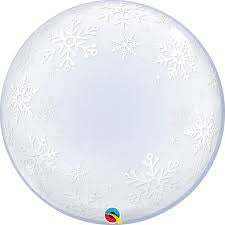 FROSTY SNOWFLAKES BUBBLE BALLOON 60CM INFLATED #52005