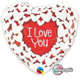 I Love You Heart Foil with Holographic White Hearts Balloon INFLATED #34811
