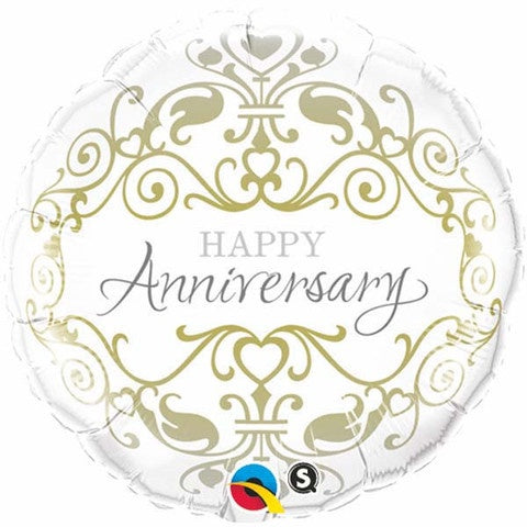 Anniversary Foil Gold Swirls 45cm Balloon #36491