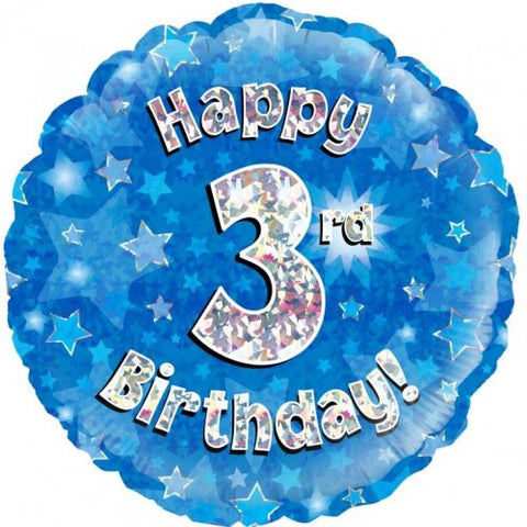 3rd Birthday Blue Foil 45cm Balloon INFLATED #227833