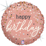 Happy Birthday Rose Gold Confetti Foil 45cm Balloon #36985