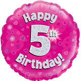5th Birthday Foil Pink Balloon Oaktree INFLATED #227567