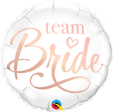 Team Bride White Round Foil Balloon with Rose Gold Script #88165