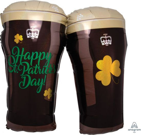 St Patricks Beer Glasses Foil Supershape INFLATED #36922