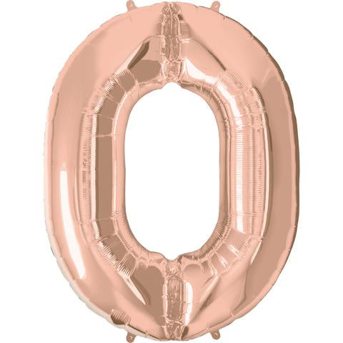 Mega Number Zero 0 Rose Gold Foil 86cm Balloon INFLATED #57871