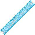 Happy Christening Blue Banner Foil