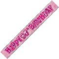 90th Birthday Banner Foil Glitz Pink