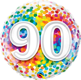 90th Birthday Foil 45cm Confetti Balloon #49562