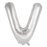 Giant Letter Balloon V Silver Foil 86cm #213921