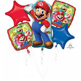 Super Mario Brothers Foil 5 Balloon Bouquet Kit INFLATED #32011