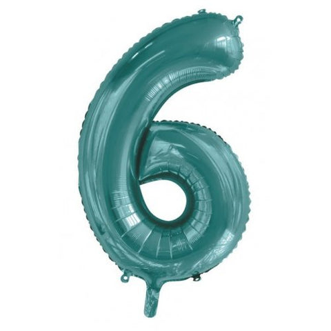 Giant INFLATED Teal Number 6 Foil 86cm Balloon #213816