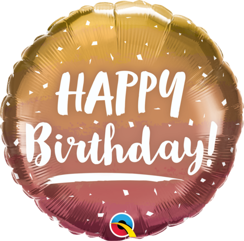 Happy Birthday Foil 45cm Gold & Rose Gold Ombre #12279