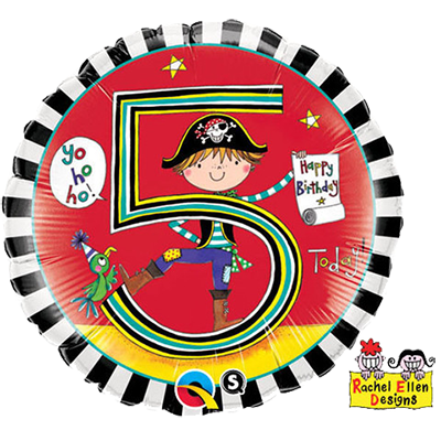 5th Birthday Foil Pirate Balloon INFLATED #24160