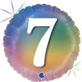 Number 7 Pastel Rainbow Foil Round 45cm #780470