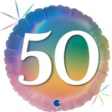#50 50th Pastel Rainbow  Foil Round 45cm INFLATED #781361
