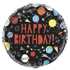 Outer Space "Happy Birthday" 45cm Foil Balloon #73587