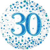 Foil 45cm (18") Sparkling Fizz Blue 30 30th INFLATED #22667