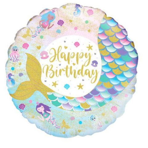Iridescent Shimmering Mermaid Birthday Foil 45cm (18")  #229721
