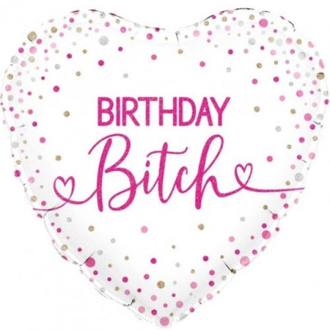 Holographic Birthday Bitch Foil Heart 45cm (18") INFLATED #229905