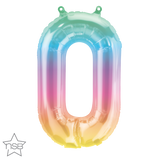 Rainbow Number 0 Balloon 41cm AIR FILLED ONLY #86364
