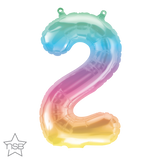 Rainbow Number 2 Balloon 41cm AIR FILLED ONLY #86369