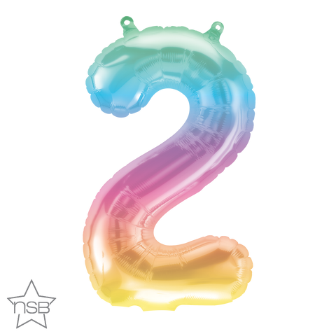 Rainbow Number 2 Balloon 41cm AIR FILLED ONLY #86369