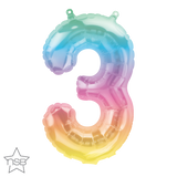 Rainbow Number 3 Balloon 41cm AIR FILLED ONLY #86370