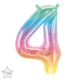 Rainbow Number 4 Balloon 41cm AIR FILLED ONLY #86371