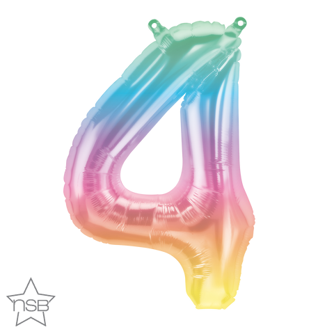 Rainbow Number 4 Balloon 41cm AIR FILLED ONLY #86371