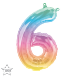 Rainbow Number 6 Balloon 41cm AIR FILLED ONLY #86396