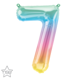 Rainbow Number 7 Balloon 41cm AIR FILLED ONLY #86398