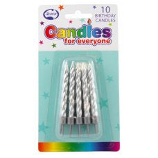 Silver Spiral Candle 10 pk