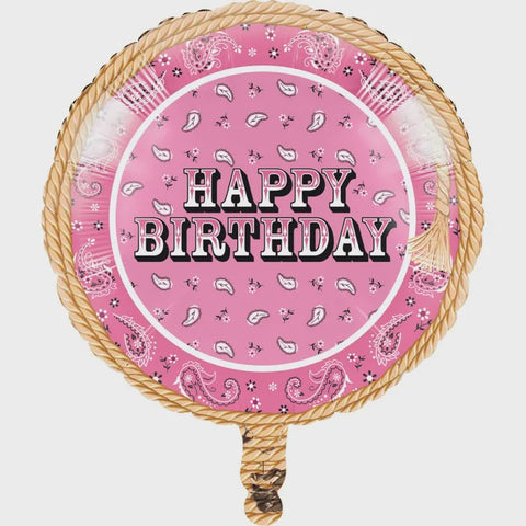 Pink Bandana Cowgirl Happy Birthday Foil 46cm #33255