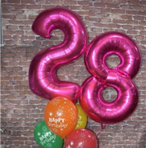 Magenta Helium  Number Balloons