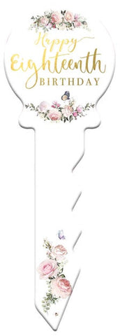 18 18th Eighteenth BIRTHDAY SIGNATURE KEY PRETTY FLORAL