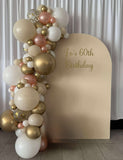 Beige, Pink, Blue or Lilac Arch Backdrop Wall Hire with Balloon Garland #BPBLBD