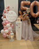 Easel  and Disc with  Balloon Garland HIRE Price from