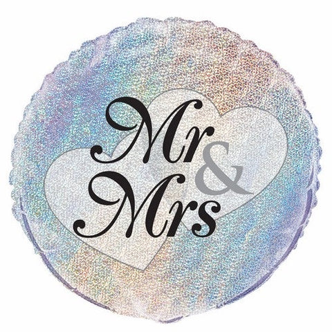 MR & MRS 45CM (18") FOIL PRISMATIC BALLOONS INFLATED #55523