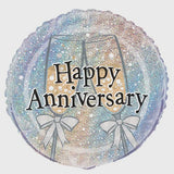 HAPPY ANNIVERSARY 45CM (18") FOIL PRISMATIC BALLOONS INFLATED #55525