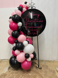 Easel  and Disc with  Balloon Garland HIRE Price from